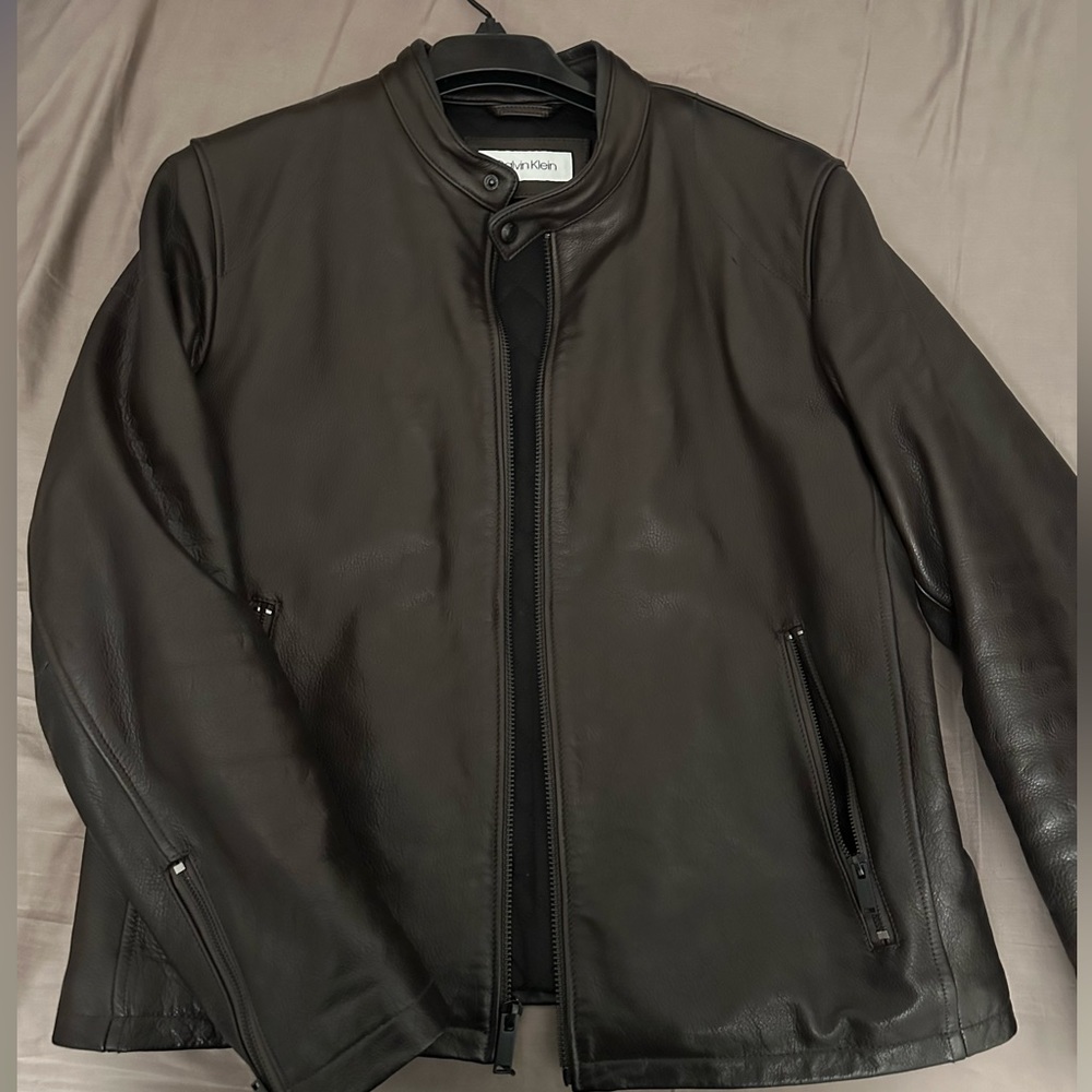 Leather Calvin Klein jacket